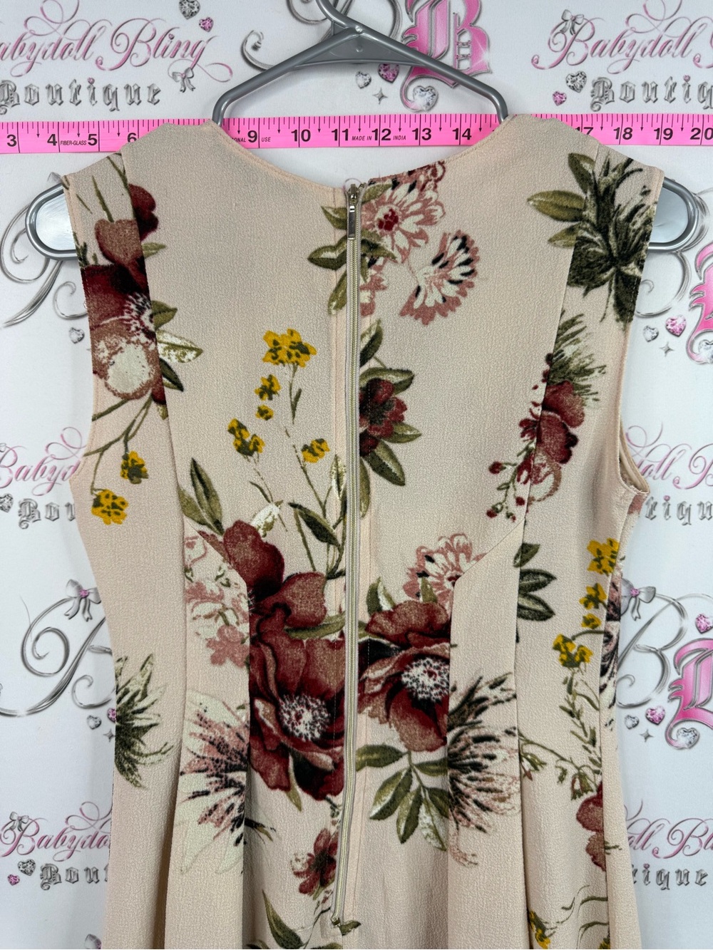 Dynamite dress flowers Cream Mini Dress with Burgundy & Green Floral Print - Picture 3 of 12